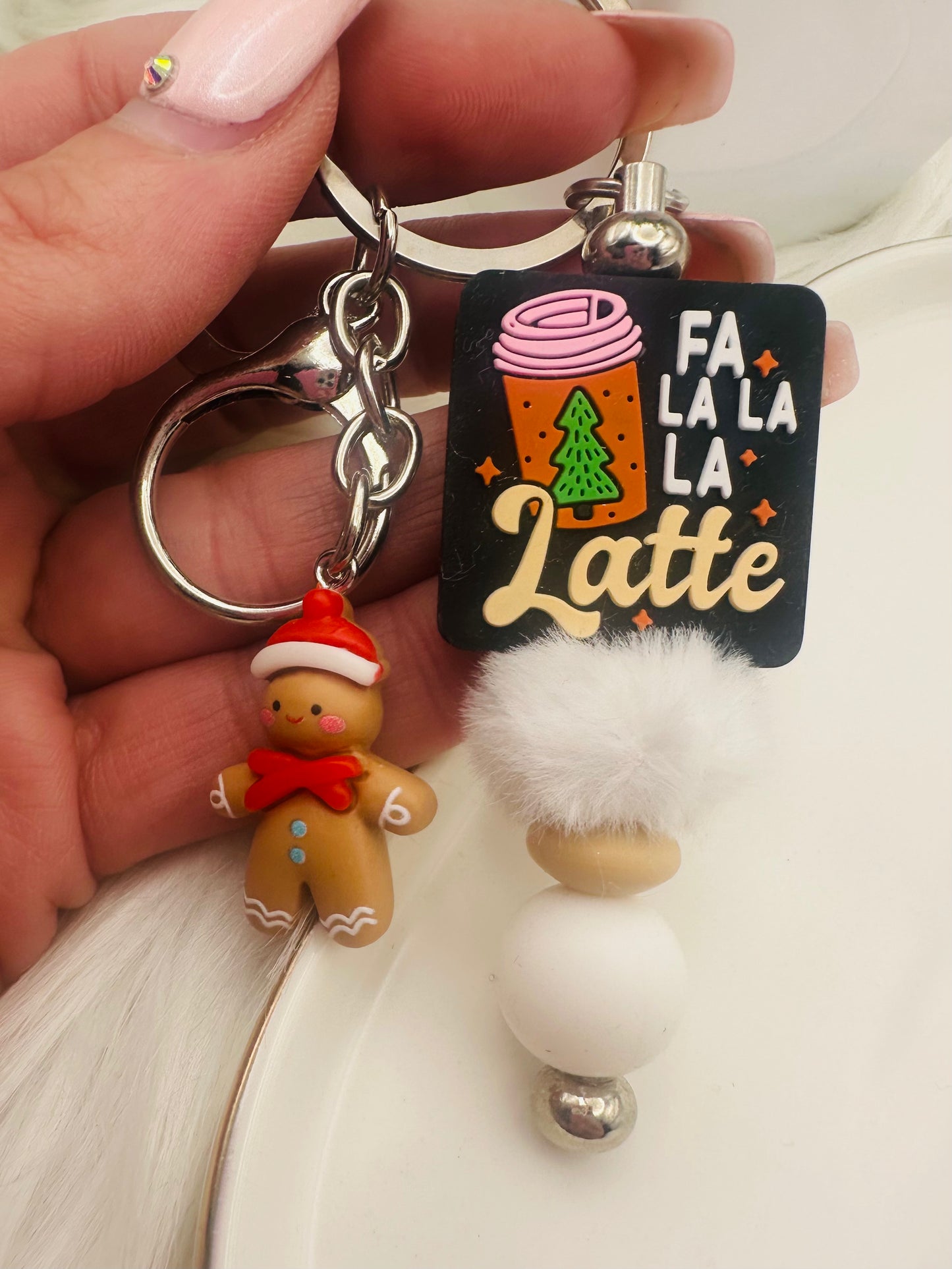 Holiday Fa La La Latte Keychain/Zipper Pull